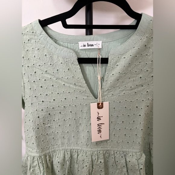 Sage Green Eyelet Dress nwt In Loom - Picture 2 of 3